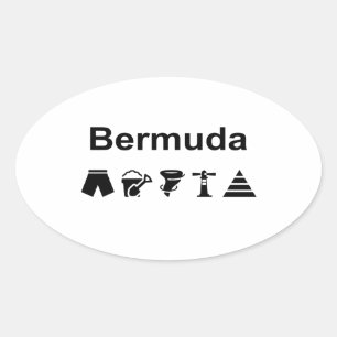 Bermuda Icons Monotone Ovaler Aufkleber