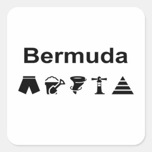 Bermuda Icons Monotone Quadratischer Aufkleber
