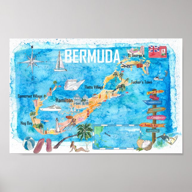 Bermuda Island Travel Poster Favorite Touristenkar (Vorne)