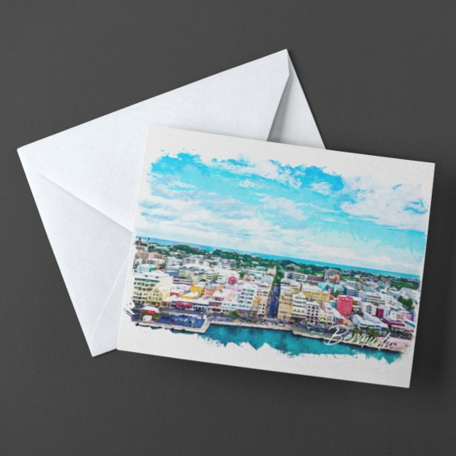 Bermuda Islands Vintage Travel Postkarte (bermuda panorama view travel postcard)