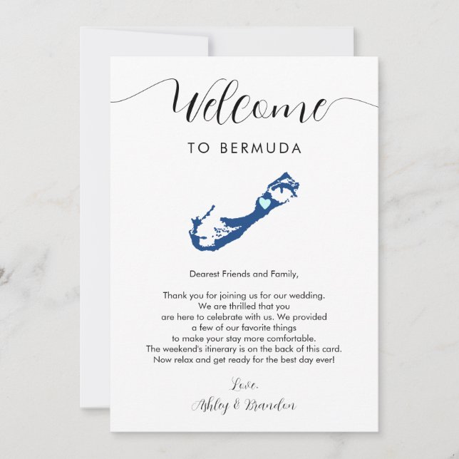 Bermuda Map Wedding Welcome Letter Tour Karte (Vorderseite)