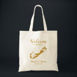 Bermuda Map Wedding Welcome Tote Bag in Gold Tragetasche<br><div class="desc">Hochzeitswochenende Begrüßungsgeschenk-Tasche für Gäste aus der Stadt zu Ihrer Hochzeit, mit Bild von Bermuda. Fülle die Tasche mit deinen Lieblingsgoodies.</div>