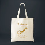Bermuda Map Wedding Welcome Tote Bag in Gold Tragetasche<br><div class="desc">Hochzeitswochenende Begrüßungsgeschenk-Tasche für Gäste aus der Stadt zu Ihrer Hochzeit,  mit Bild von Bermuda. Fülle die Tasche mit deinen Lieblingsgoodies.</div>