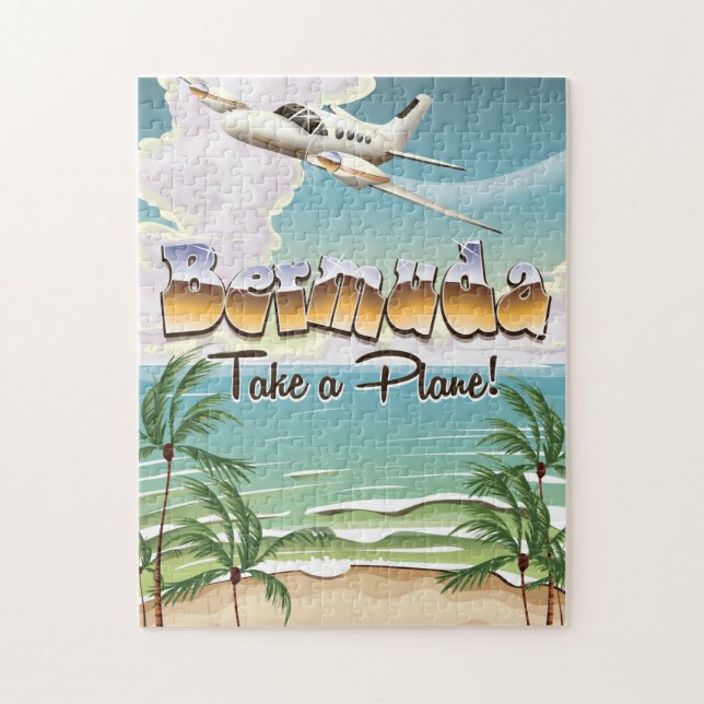 Bermuda Nehmen Sie ein Flugzeug-Reiseplakat (Vertikal)