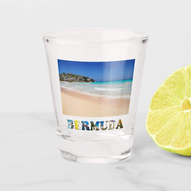 Bermuda Pink Sand Beach Horseshoe Bay Foto Schnapsglas (Vorderseite)