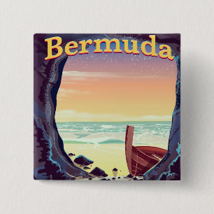 Bermuda Pirate Cave Reiseplakat Button