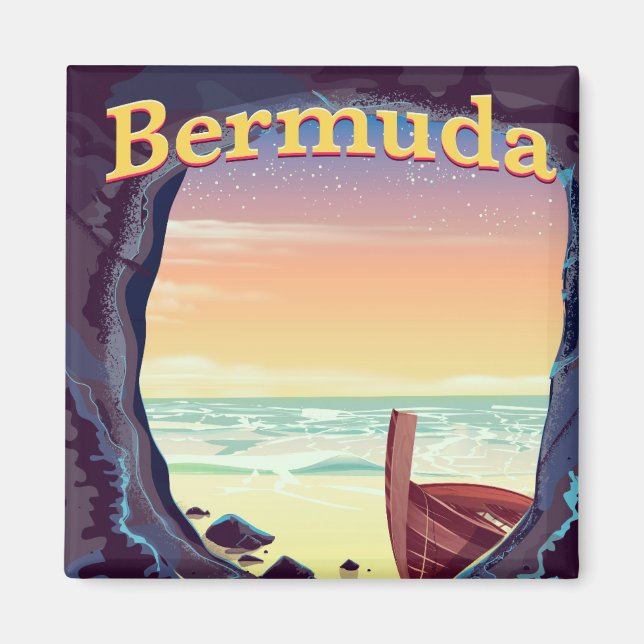 Bermuda Pirate Cave Reiseplakat Magnet (Vorne)