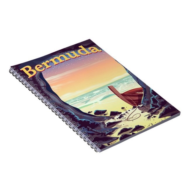 Bermuda Pirate Cave Reiseplakat Notizblock (Rechte Seite)