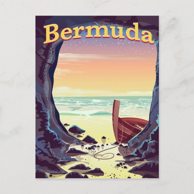 Bermuda Pirate Cave Reiseplakat Postkarte (Vorderseite)