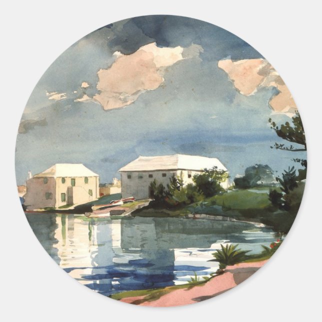 Bermuda, Salt Kettle Kunstwerk, Runder Aufkleber (Vorderseite)