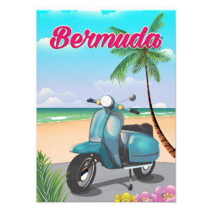 Bermuda-Strand-Scooter-Reiseposter Fotodruck