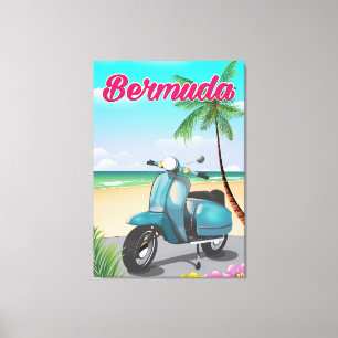 Bermuda-Strand-Scooter-Reiseposter Leinwanddruck