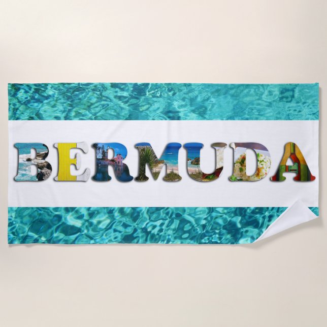 Bermuda Tropical Beach Blue Ocean Travel Foto Strandtuch (Vorderseite)