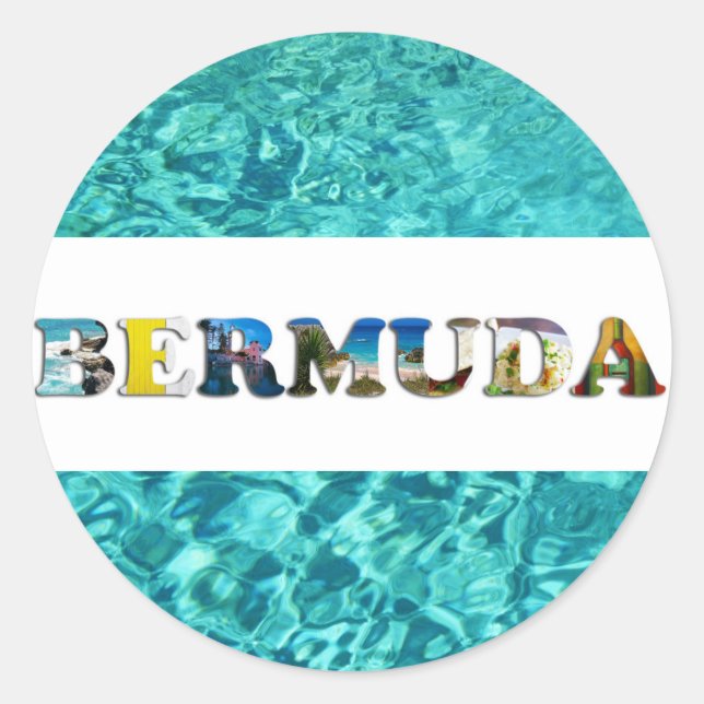 Bermuda Tropical Beach Blue Ocean Travel Fotos Runder Aufkleber (Vorderseite)