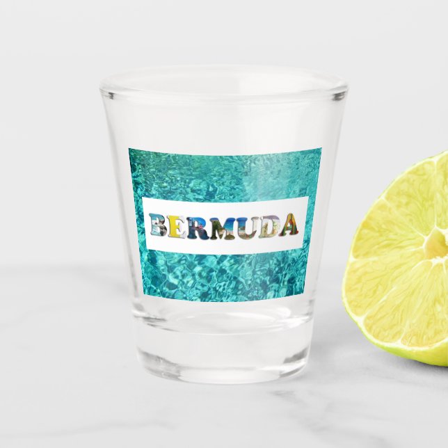 Bermuda Tropical Beach Blue Ocean Travel Fotos Schnapsglas (Vorderseite)