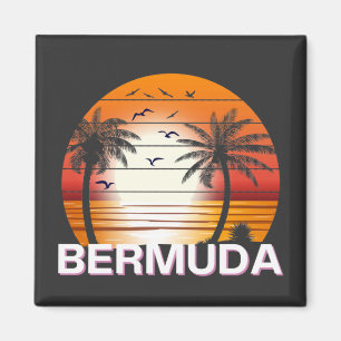 Bermuda Vintag Palm Trees Summer Beach Magnet