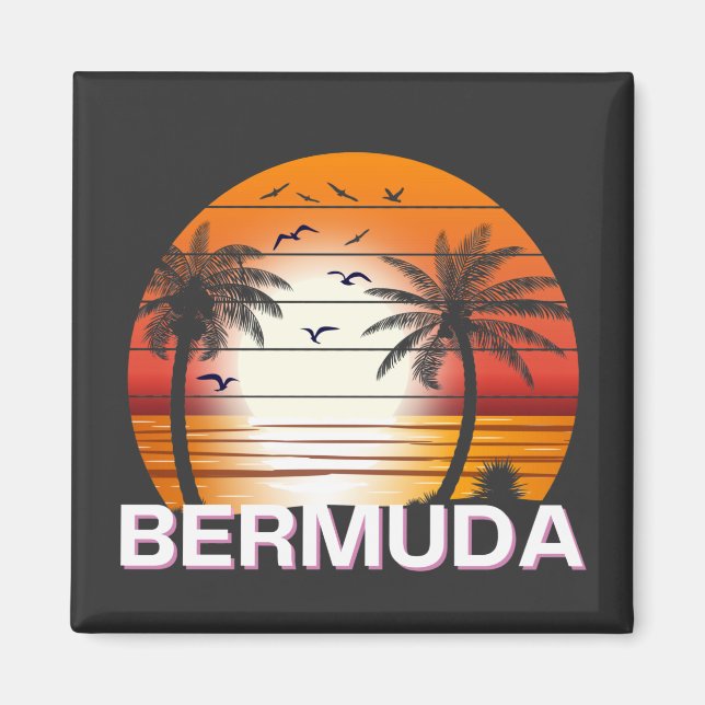 Bermuda Vintag Palm Trees Summer Beach Magnet (Vorne)