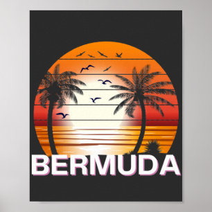 Bermuda Vintag Palm Trees Summer Beach Poster