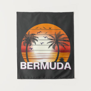 Bermuda Vintag Palm Trees Summer Beach Wandteppich