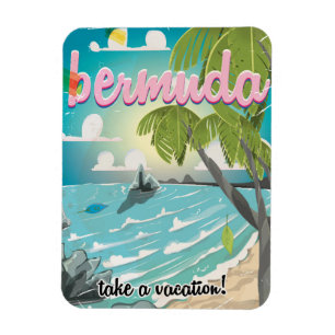 Bermuda Vintage Reiseplakat Cartoon Magnet