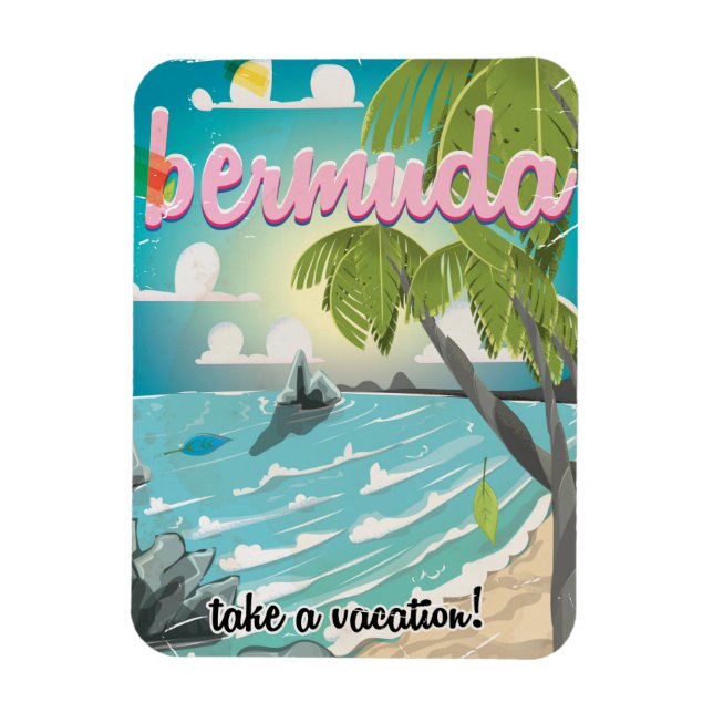 Bermuda Vintage Reiseplakat Cartoon Magnet (Vertikal)