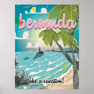 Bermuda Vintage Reiseplakat Cartoon Poster