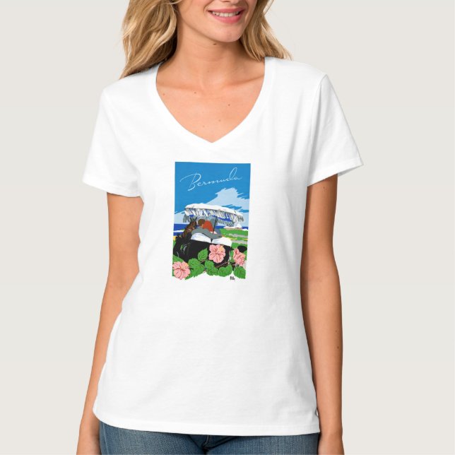 Bermuda Vintage Travel Poster Zurück T-Shirt (Vorderseite)