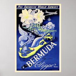 BERMUDA von Clipper PAA Airways Vintage Travel Ad Poster
