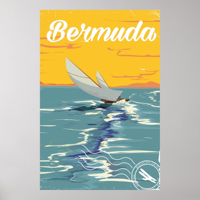 Bermudes poster de voyage vintage voile (Devant)