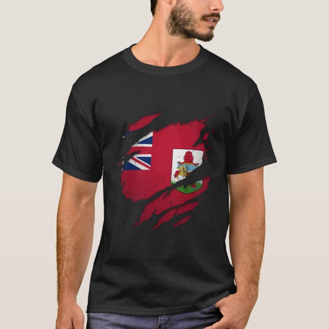 Bermudian Torn Ripped Bermuda Flag T-Shirt (Vorderseite)