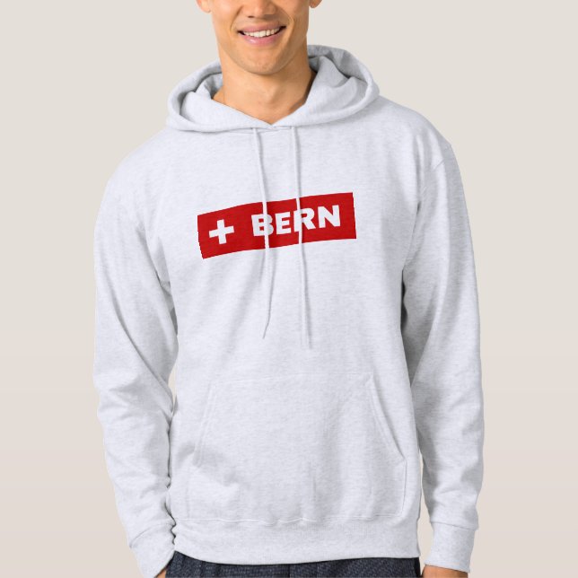Bern in Swiss Flag Colors Hoodie (Vorderseite)