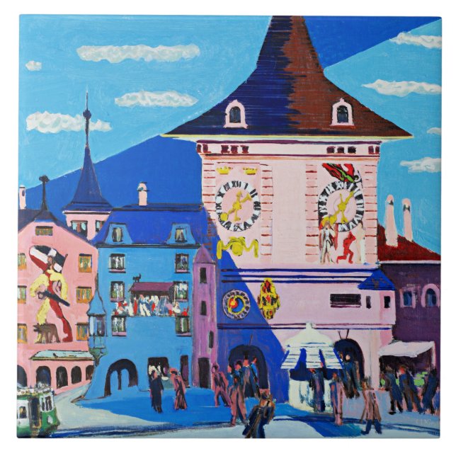 Bern mit Belltower von Ernst Ludwig Kirchner Fliese (Vorderseite)