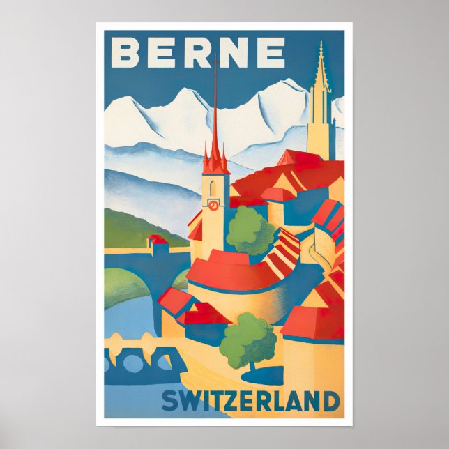 Bern Schweiz Jahrgang Reise Poster (Vorne)