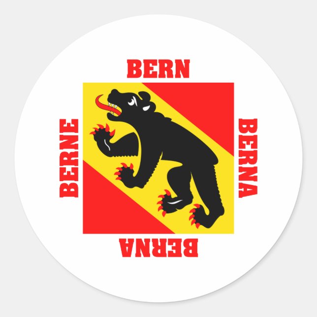 Bern Schweiz Kantonsflagge Runder Aufkleber (Vorderseite)