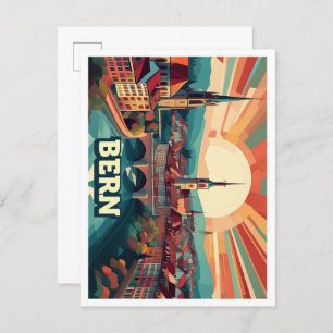 Bern Schweiz künstlerisch bunt Postkarte