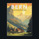Bern Schweiz Reisen Vintag Postkarte<br><div class="desc">Berner Retrovektor-Reisedesign. Bern, die Hauptstadt Stadt der Schweiz, ist um einen Bach im Aare River gebaut.</div>