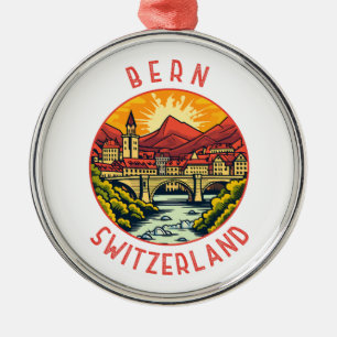 Bern Schweiz Retro Distressed Circle Ornament Aus Metall