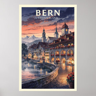 Bern Schweiz Retro Reise Poster
