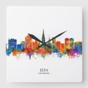 Bern Schweiz Skyline Quadratische Wanduhr