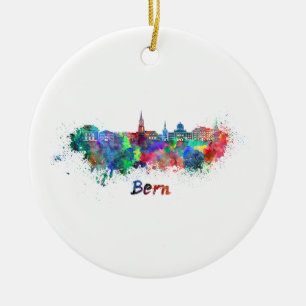 Bern skyline im Watercolor Keramik Ornament