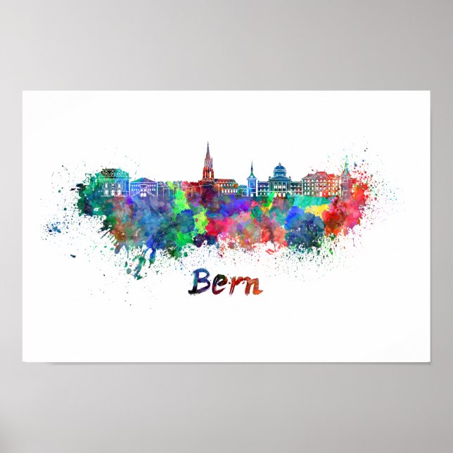 Bern skyline im Watercolor Poster (Vorne)