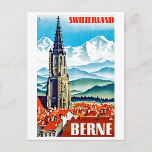 Bern, Stadtkirche, Schweiz, Vintage-Reise Postkarte