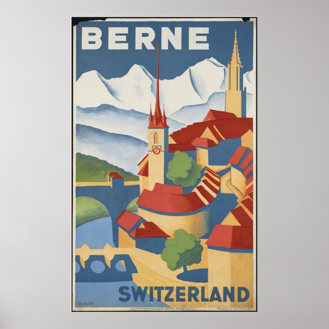 Bern Switzerland Vintage Travel Poster Ad Retro (Vorne)