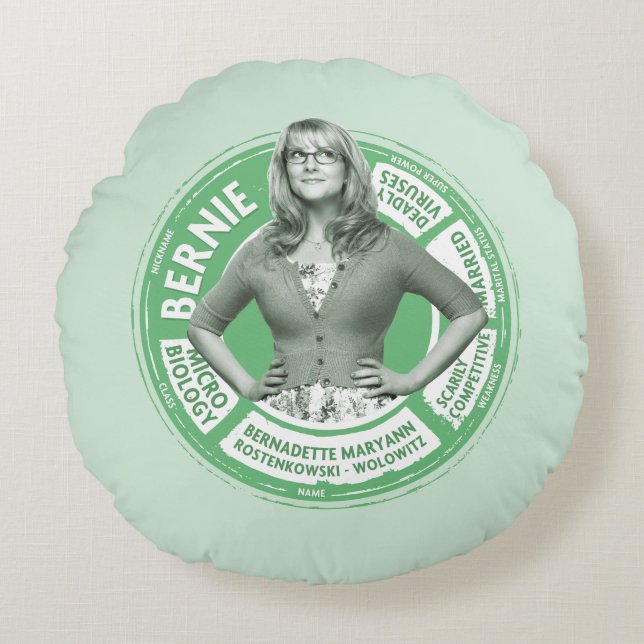 Bernadette Info Graphic Rundes Kissen (Vorderseite)