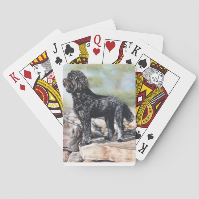 Bernadodaler Hund stehend auf Felsen Spielkarten (Rückseite)