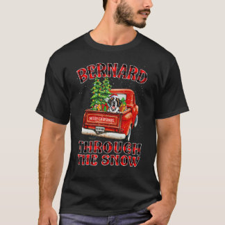 Bernard Through the Snow Christmas Hund Truck Kari T-Shirt