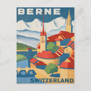 Berne Switzerland Vintage Travel Poster Postkarte