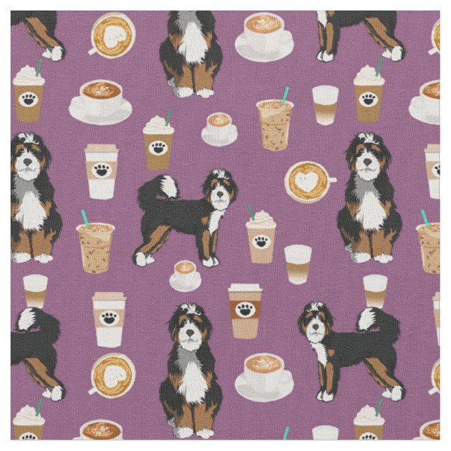 Bernedoodal-Hundekaffee lila Stoff (Nahaufnahme)