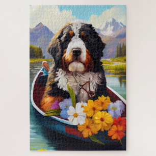 Bernedoodle am Paddel: Ein Magnet für landschaftli