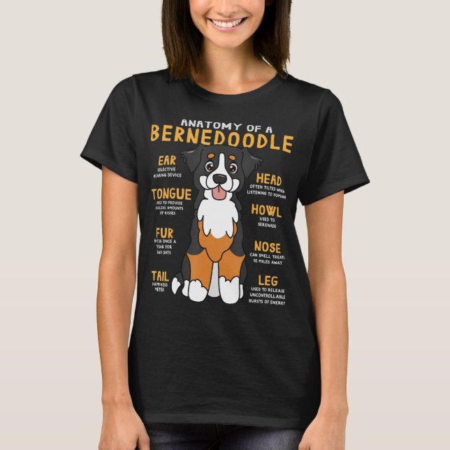 Bernedoodle Anatomie Funny Hund Mama Vater Niedlic T-Shirt (Vorderseite)